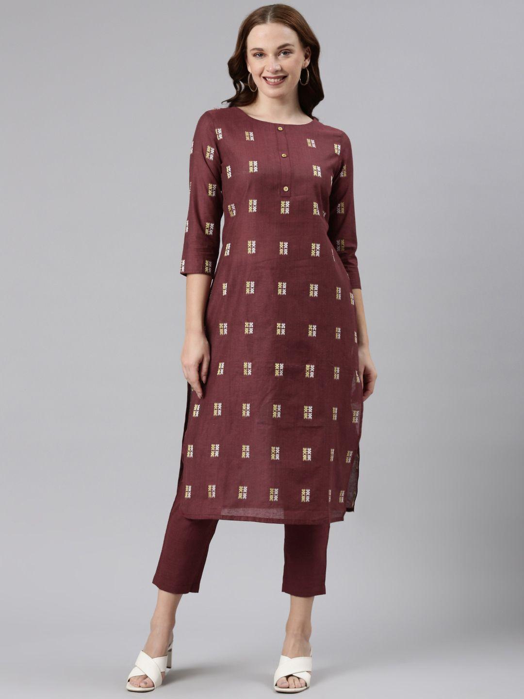 kalini geometric woven design kurta with trousers