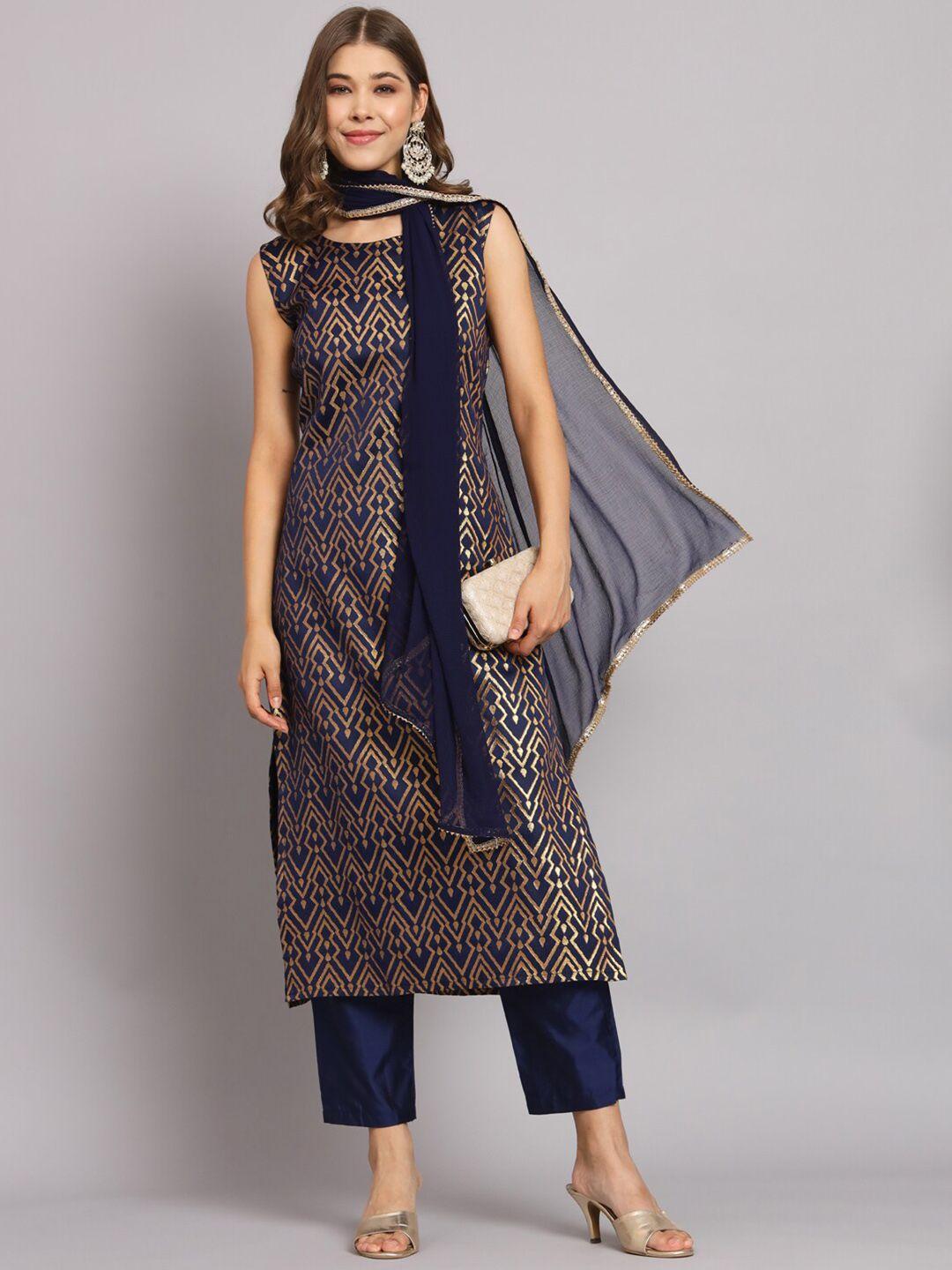 kalini geometric woven design regular kurta with trousers & dupatta