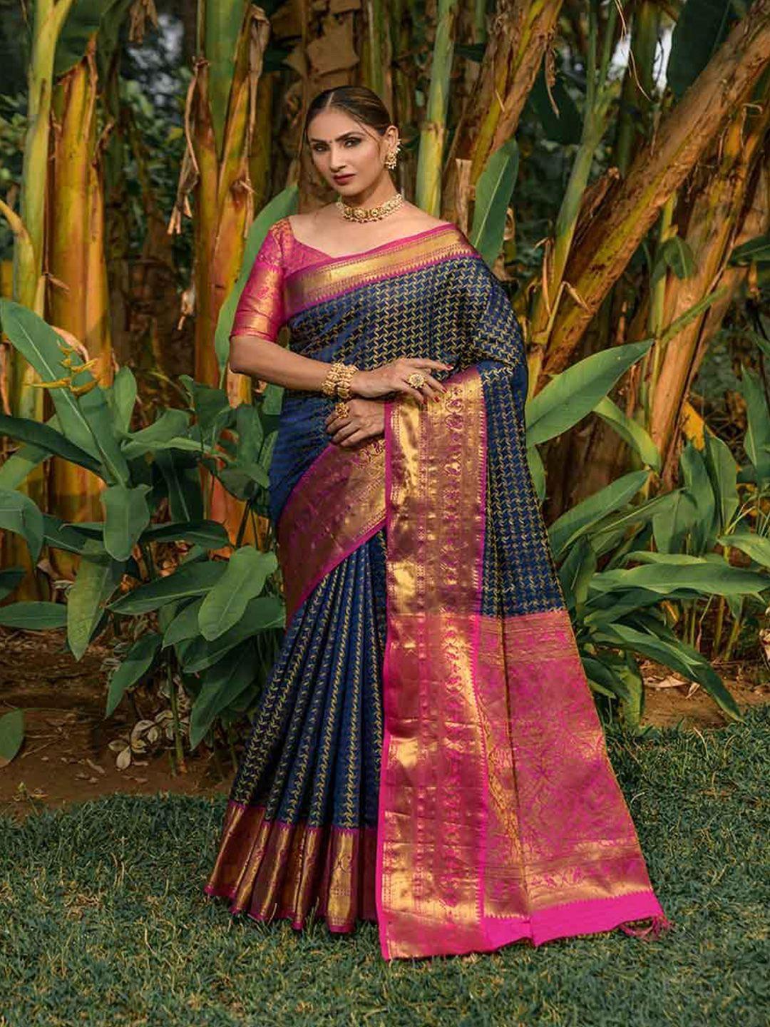 kalini geometric woven design zari art silk saree