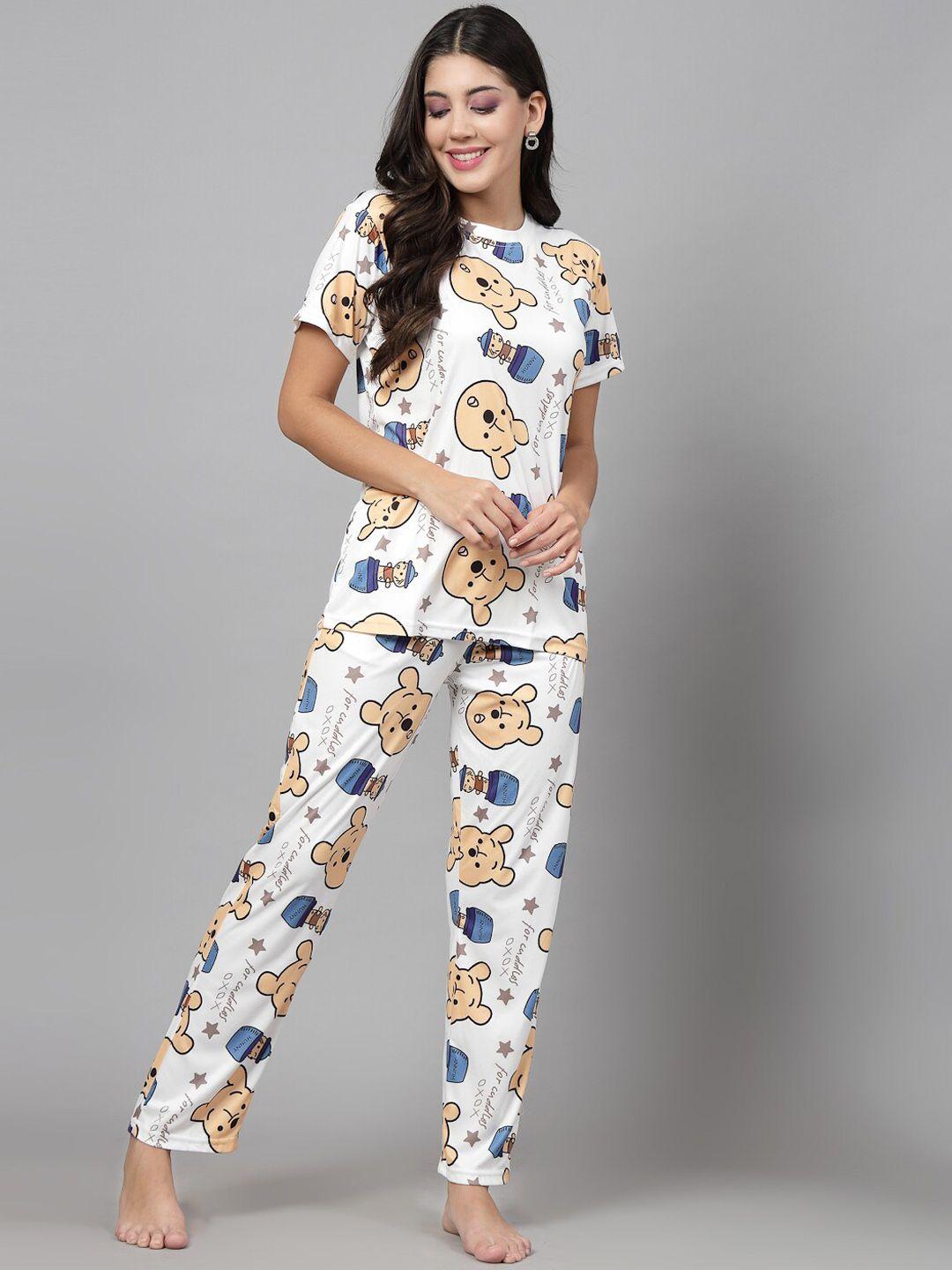 kalini graphic printed pure cotton t-shirt with pyjama