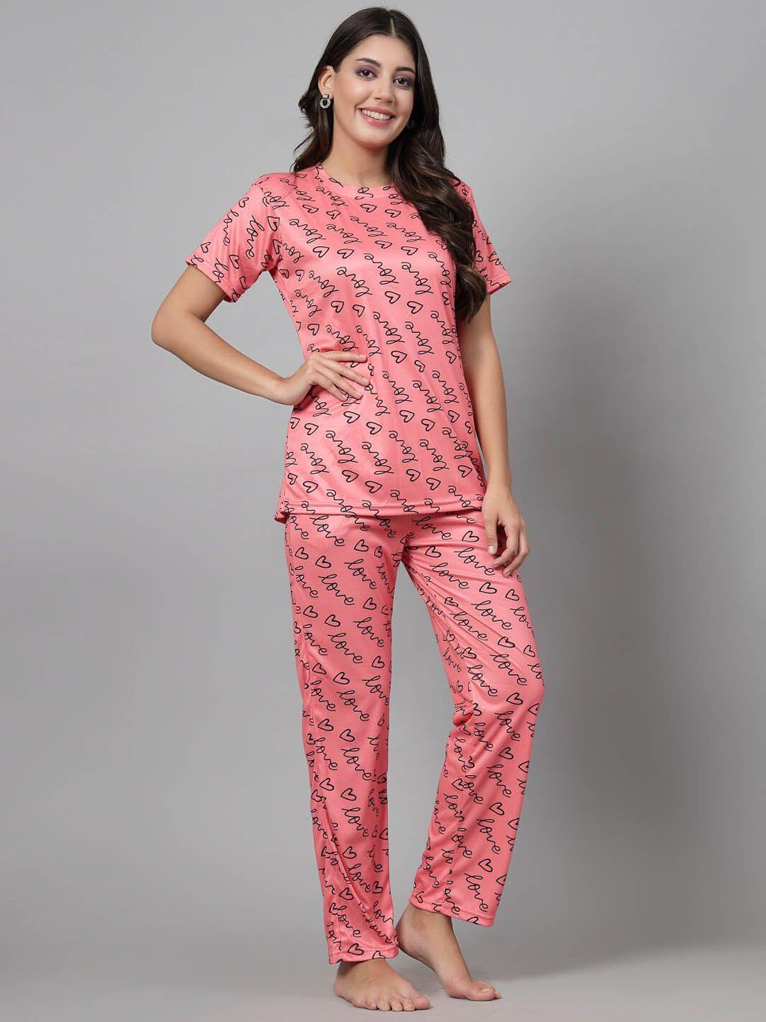 kalini graphic printed pure cotton t-shirt with pyjama