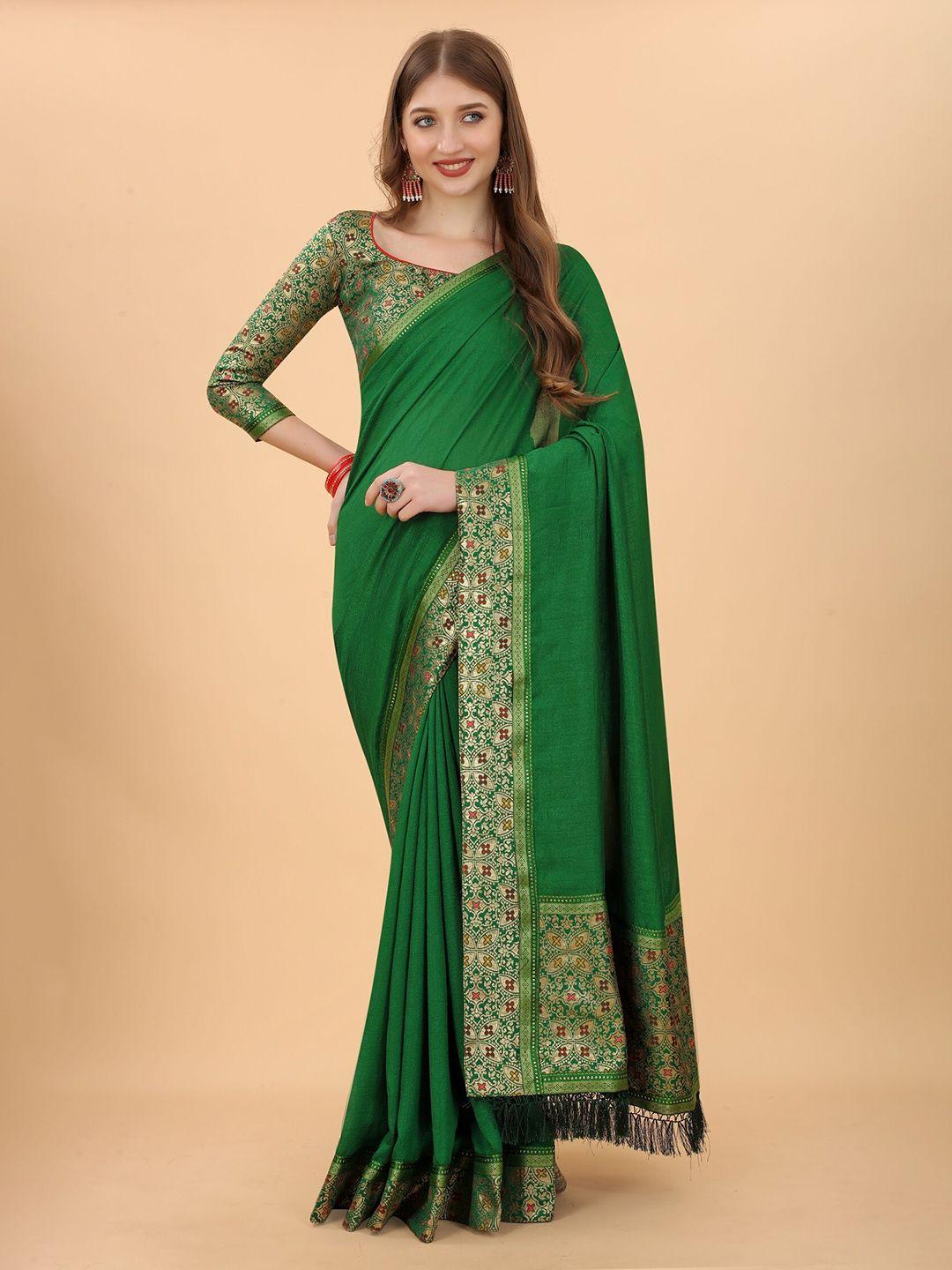 kalini green & red pure silk saree