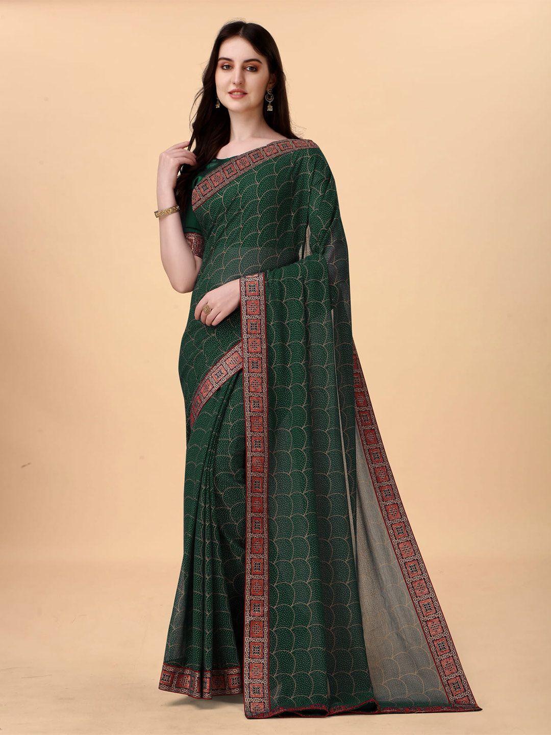 kalini green & red zari silk blend saree