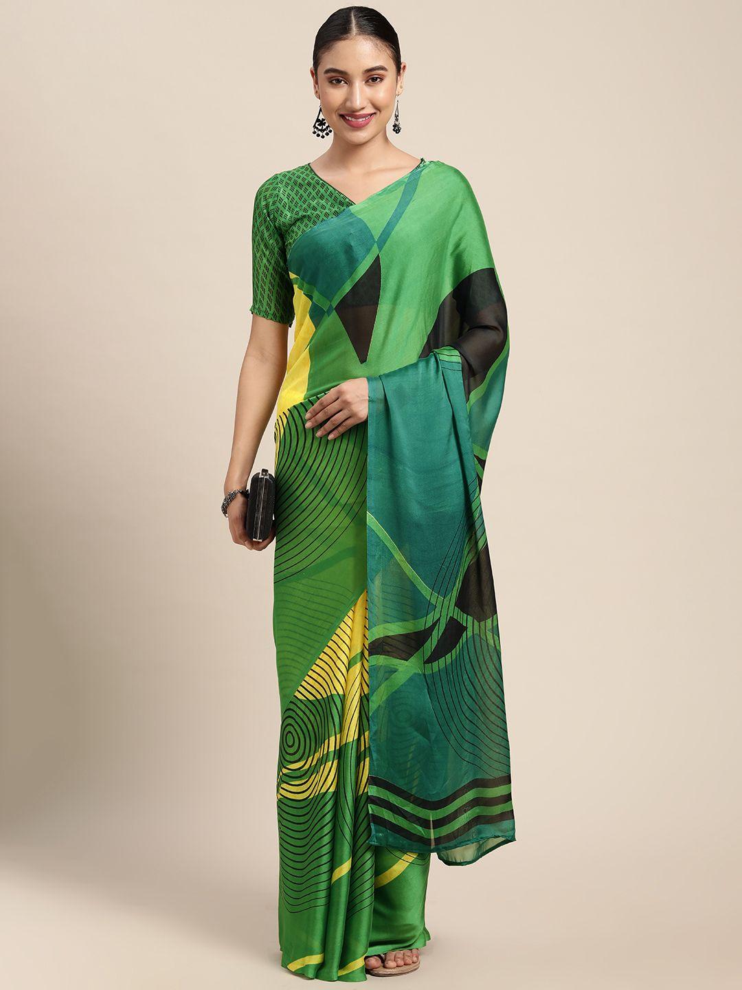 kalini green & yellow saree