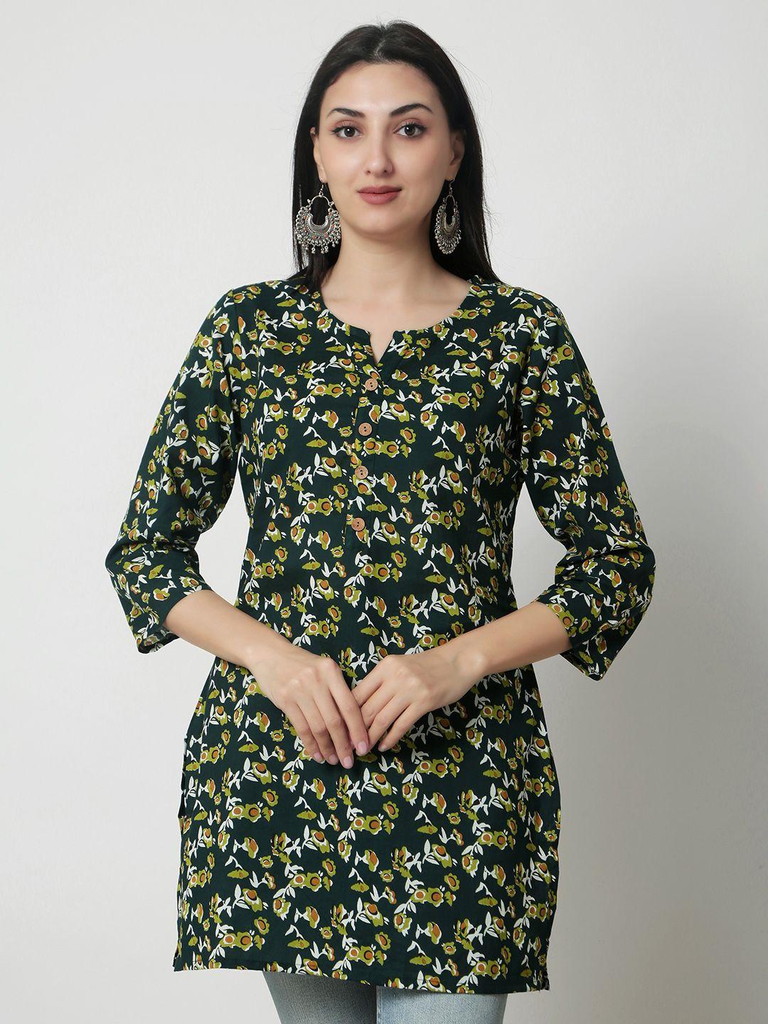 kalini green floral print cotton top