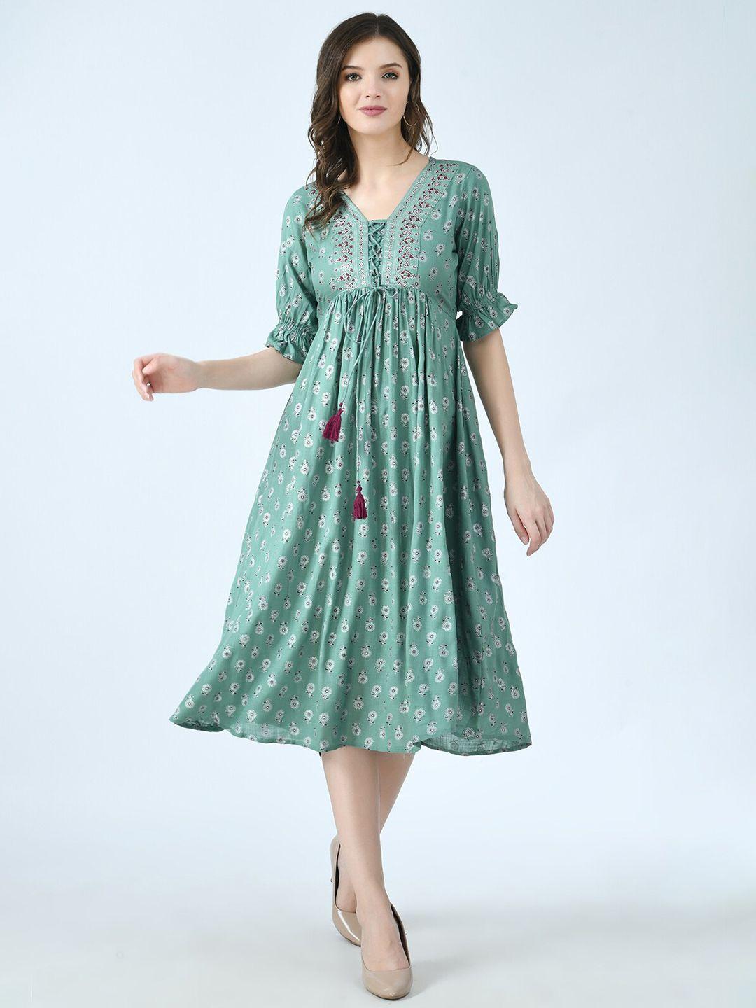 kalini green floral printed dress