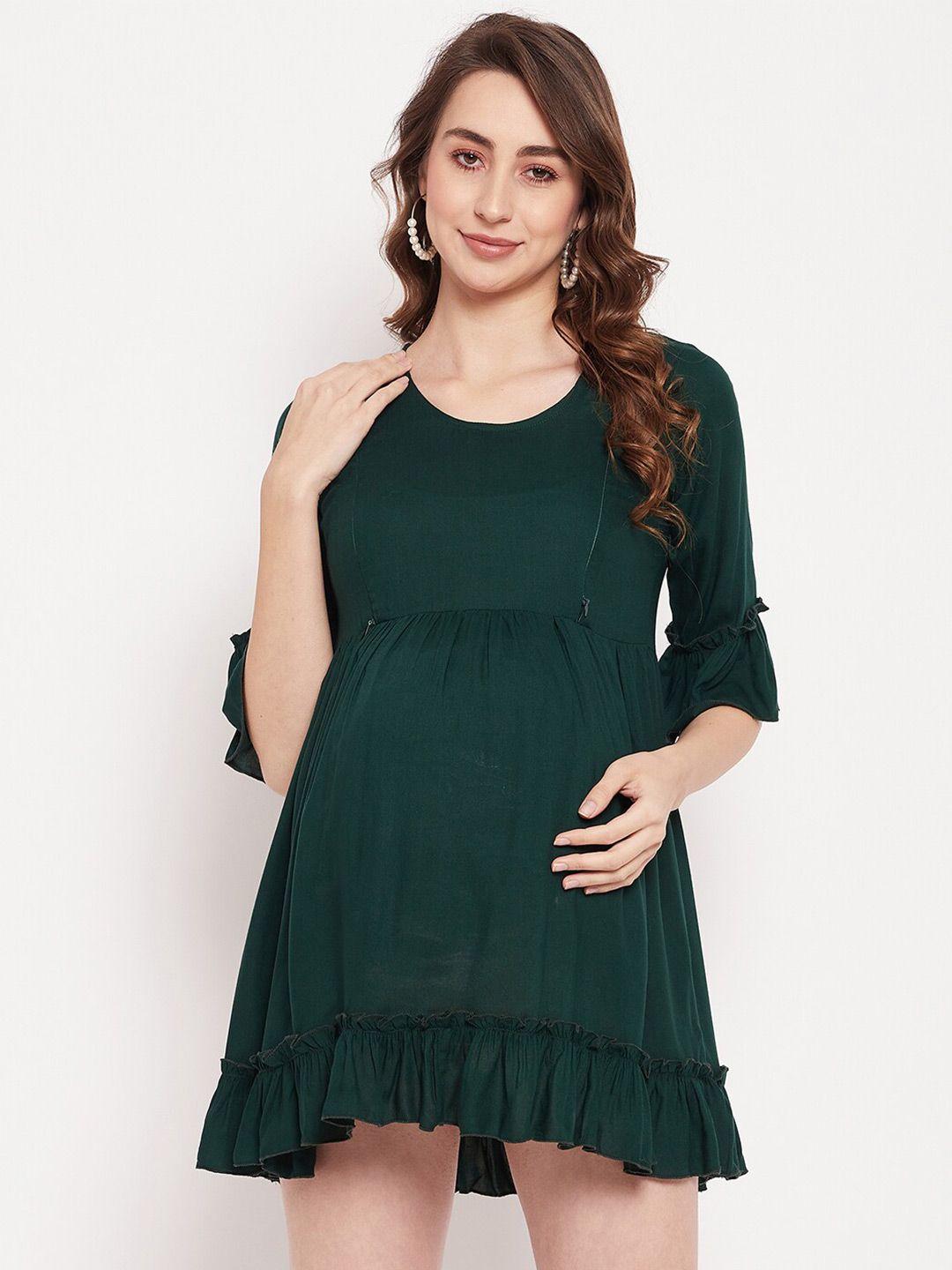 kalini green maternity fit & flare dress