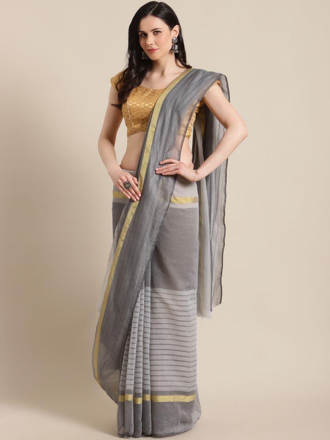 kalini grey striped saree