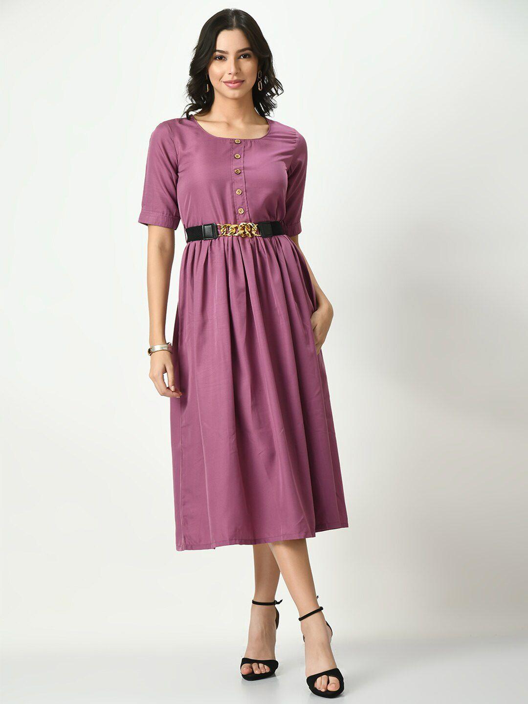 kalini lavender crepe fit & flare midi dress