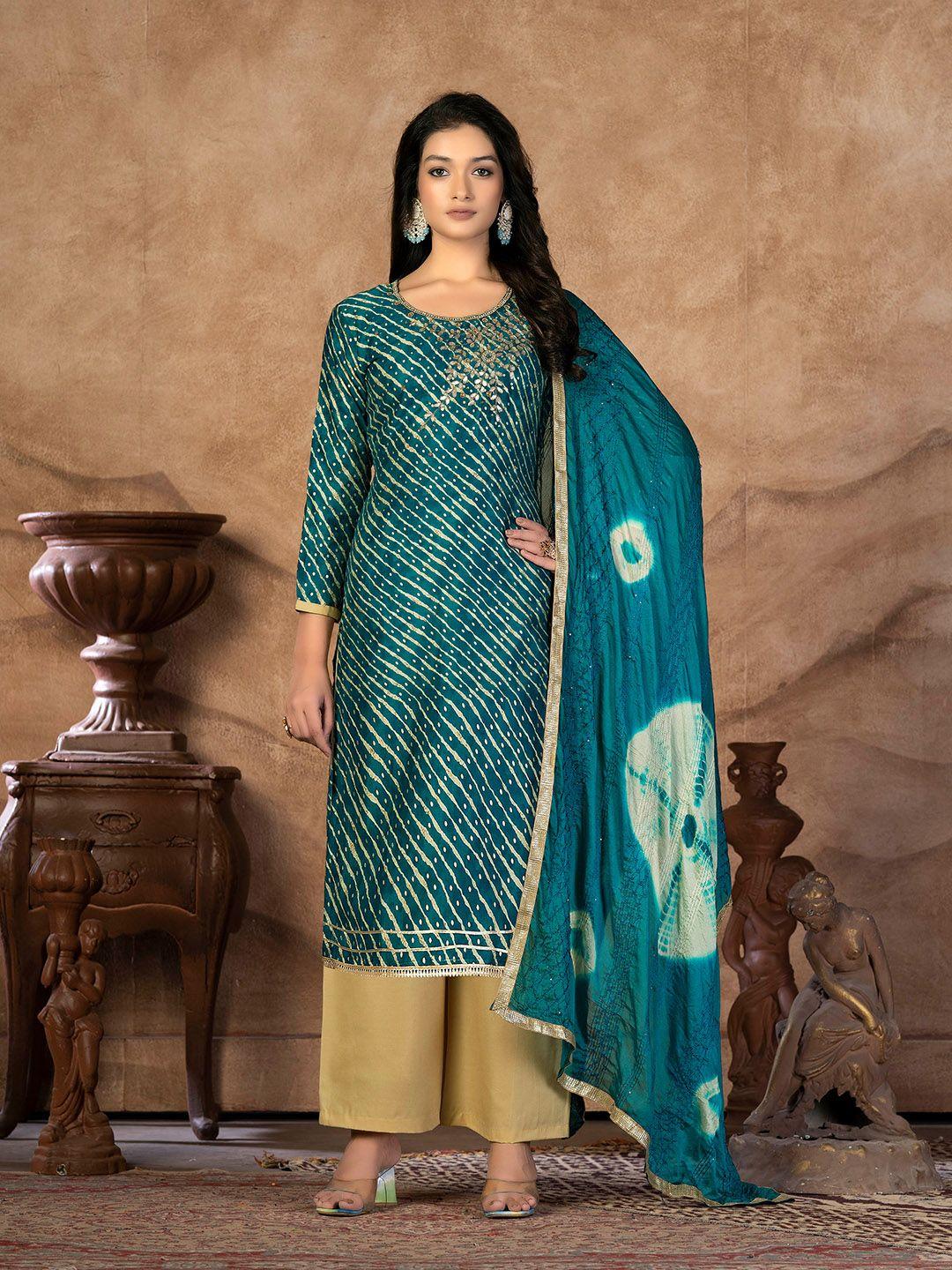 kalini leheriya printed embellished unstitched dress material