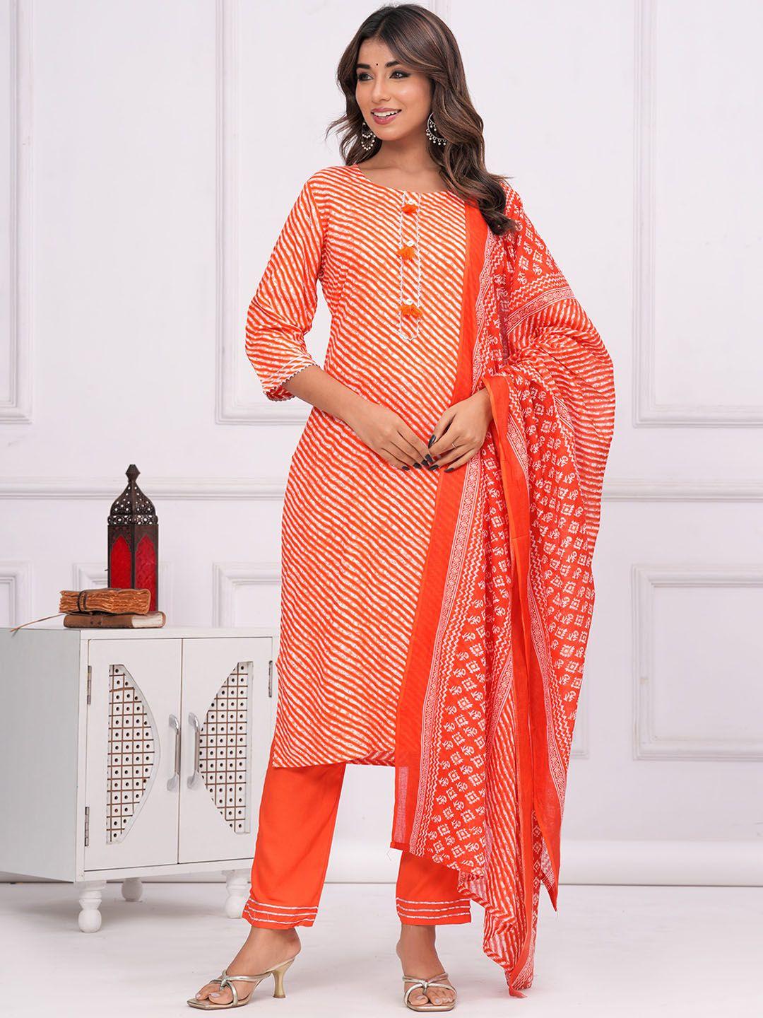 kalini leheriya printed gotta patti detail straight kurta & trousers with dupatta