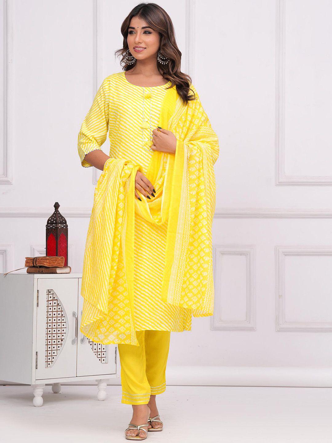 kalini leheriya printed gotta patti detail straight kurta & trousers with dupatta