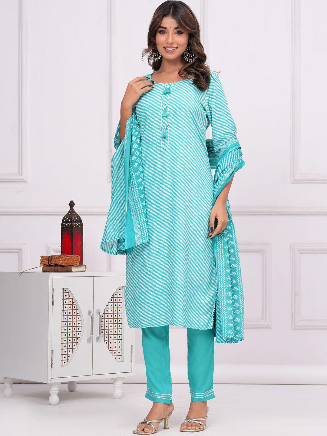 kalini leheriya printed gotta patti kurta with trousers & dupatta