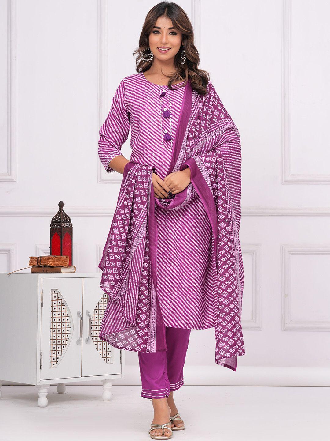 kalini leheriya printed gotta patti kurta with trousers & dupatta