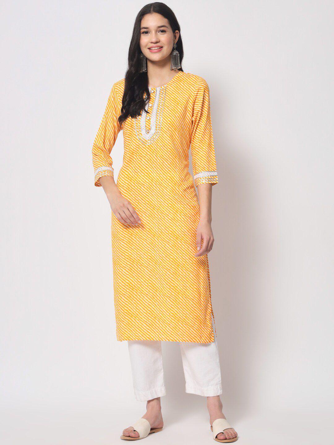 kalini leheriya printed round neck gotta patti straight kurta