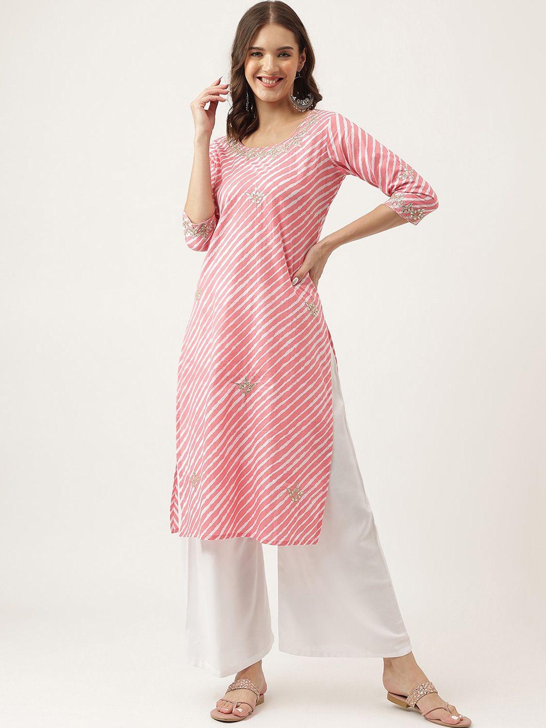 kalini leheriya printed thread work cotton straight kurta