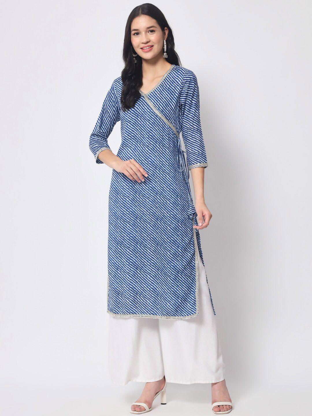 kalini leheriya printed v-neck gotta patti angrakha kurta