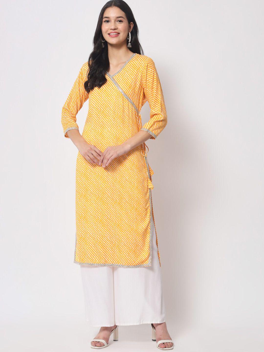 kalini leheriya printed v-neck gotta patti angrakha kurta