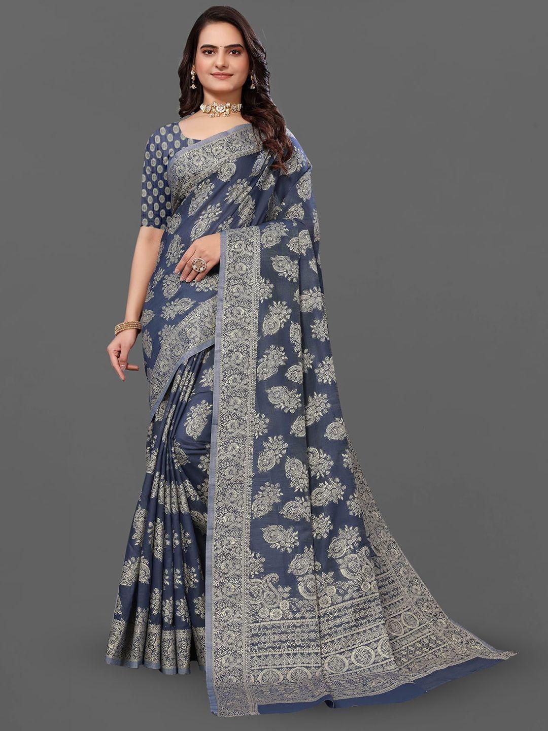 kalini lucknowi chikankari linen cotton paithani saree