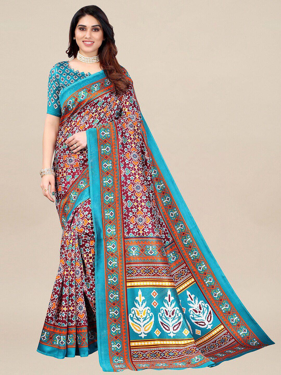 kalini magenta & blue ethnic motifs art silk pochampally saree