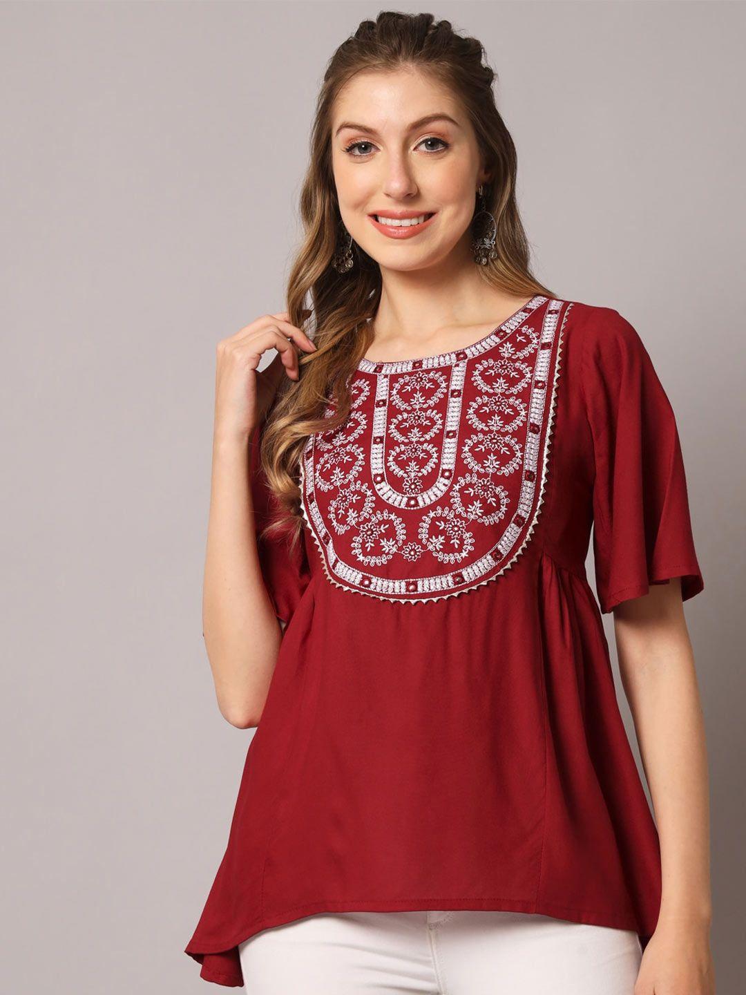 kalini maroon embellished top