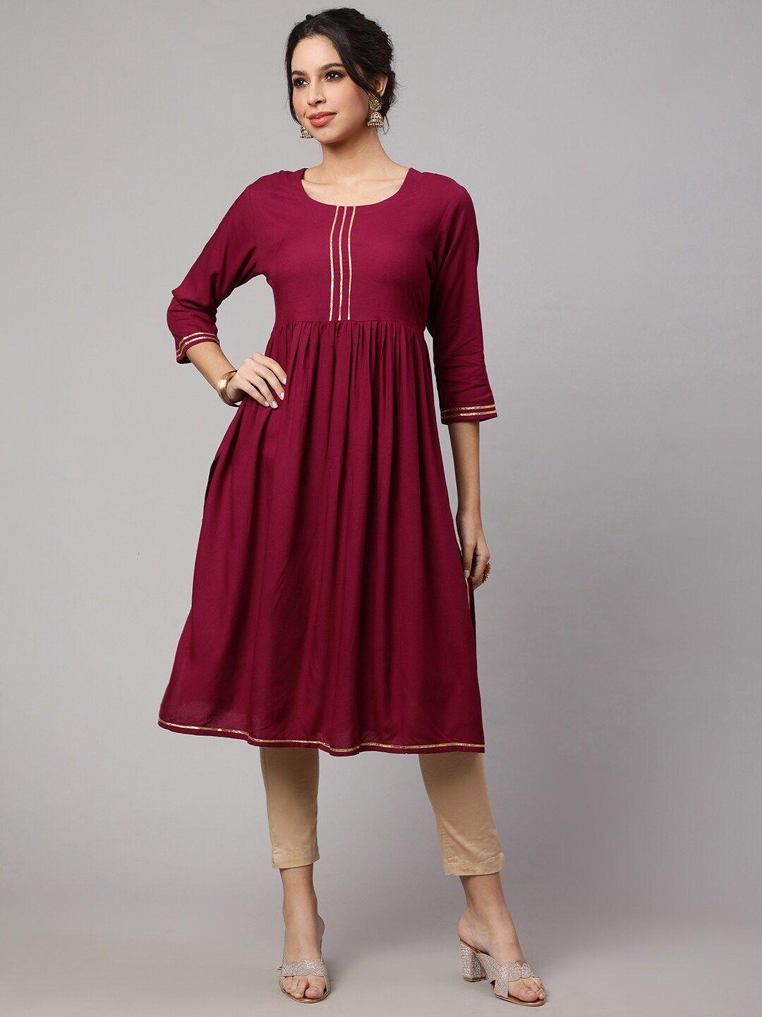 kalini maroon fit & flare dress
