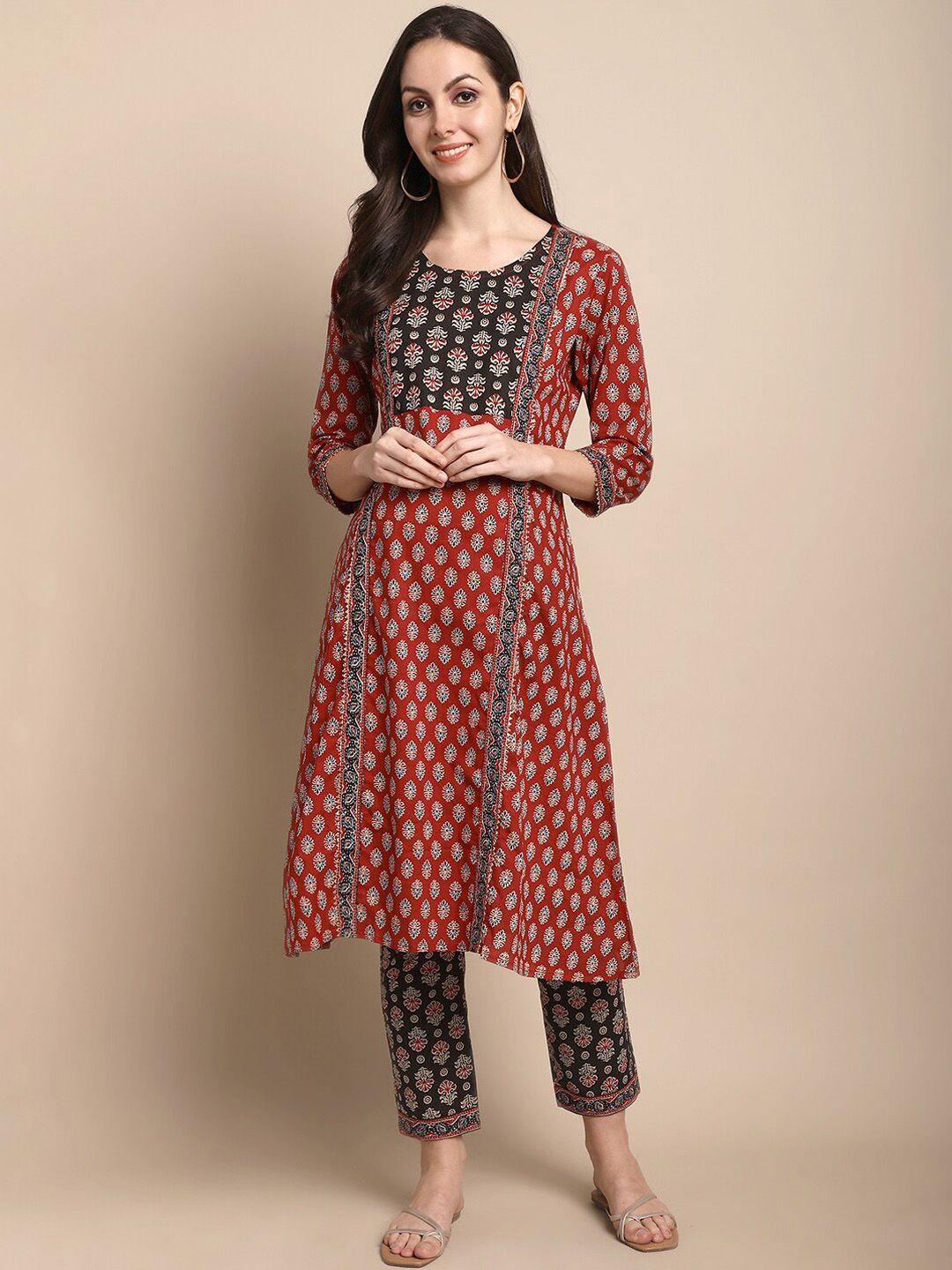 kalini maternity floral printed pure cotton kurta with trousers