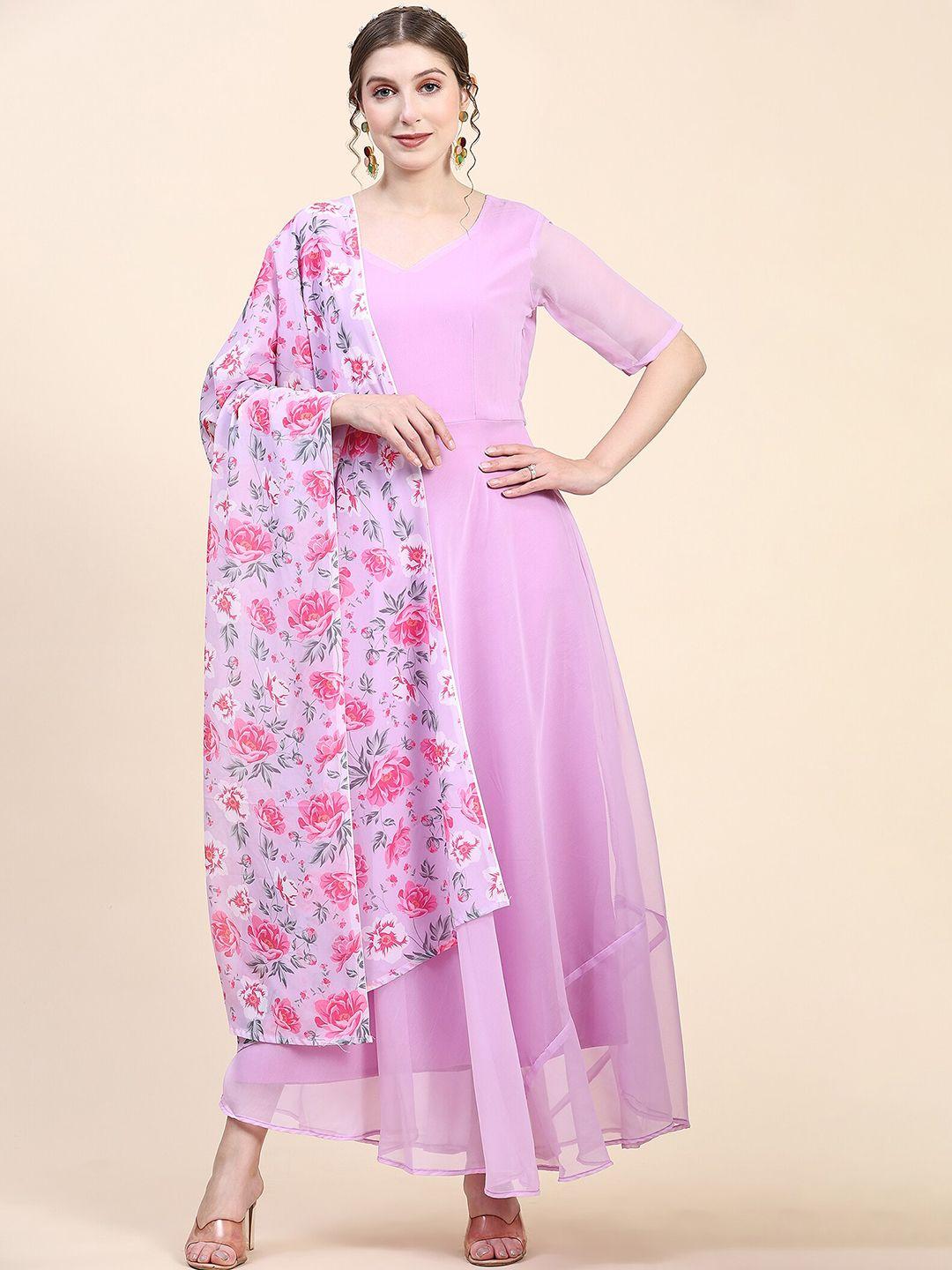 kalini maxi length pure georgette ethnic dress with dupatta