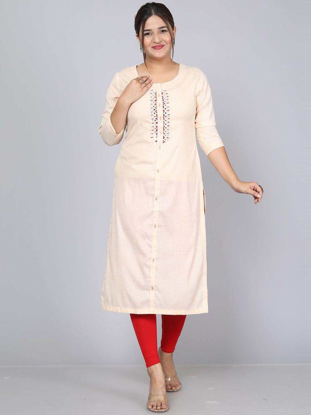 kalini mirror work detail pure cotton straight kurta