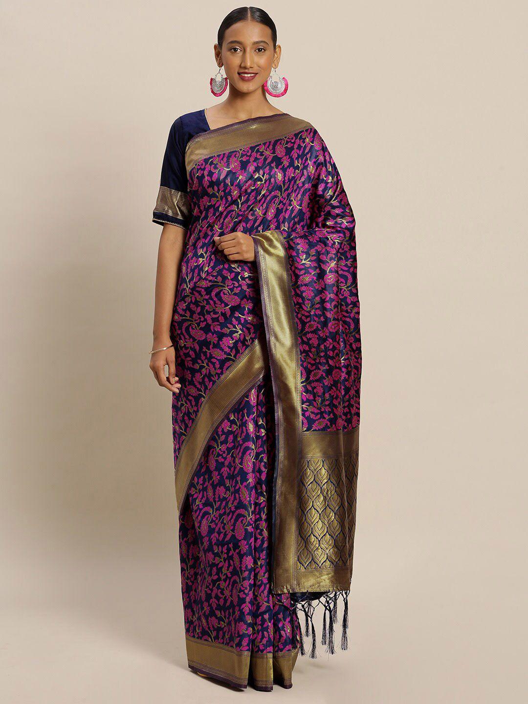 kalini multicoloured & gold-toned woven design zari silk blend banarasi saree