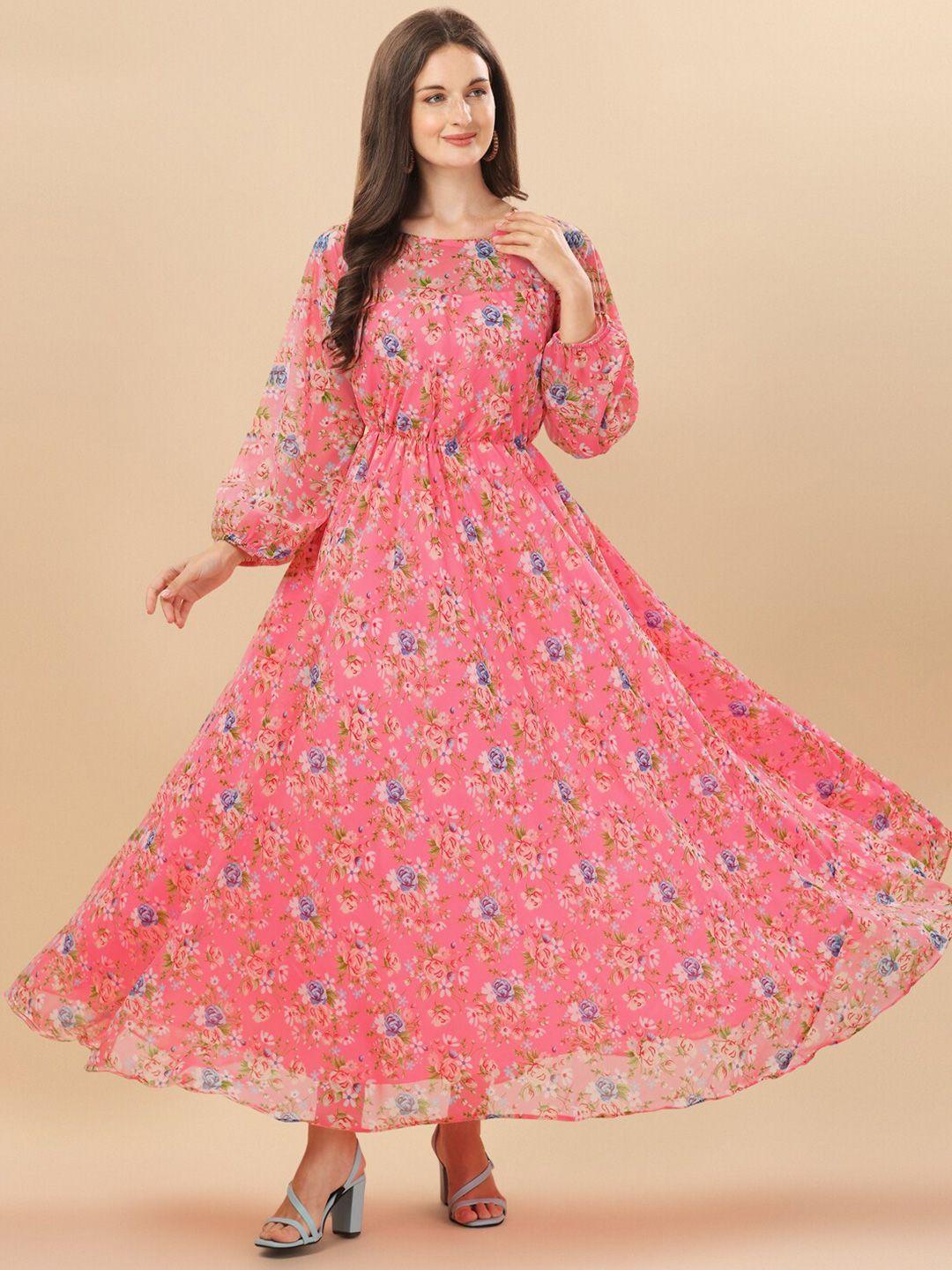 kalini multicoloured floral print georgette maxi dress