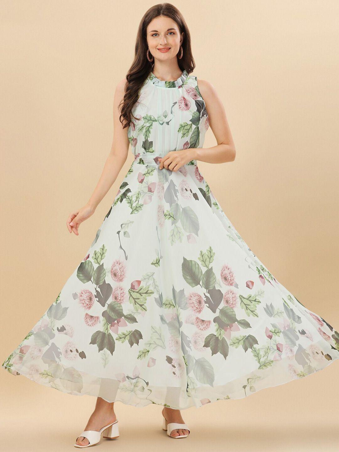 kalini multicoloured floral print georgette maxi dress