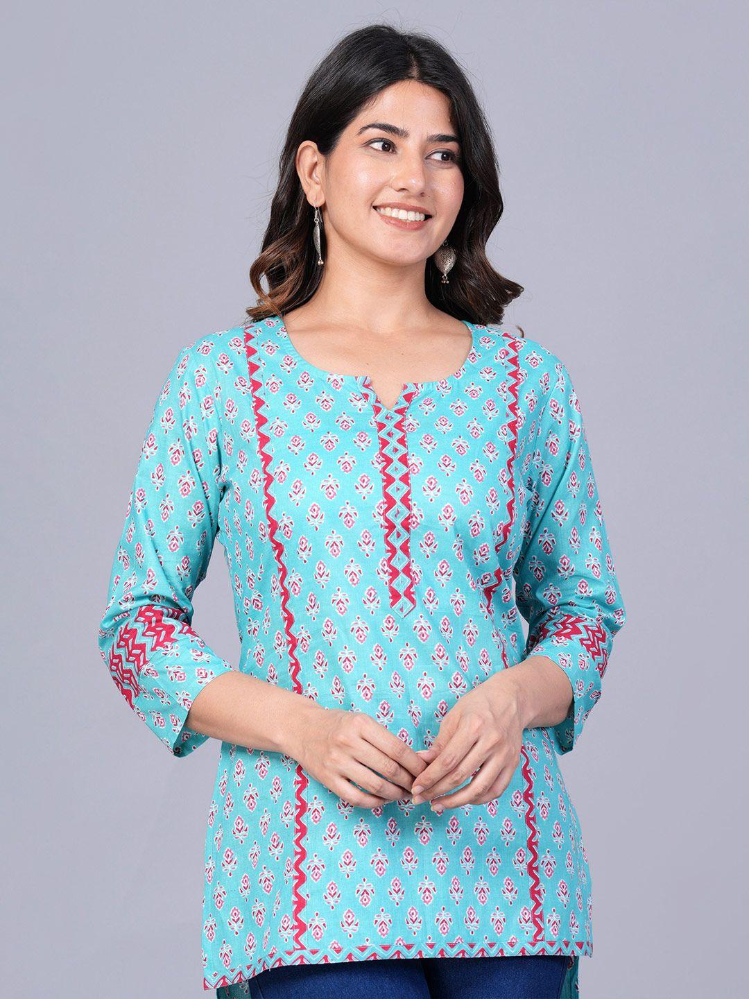 kalini multicoloured geometric print cotton top