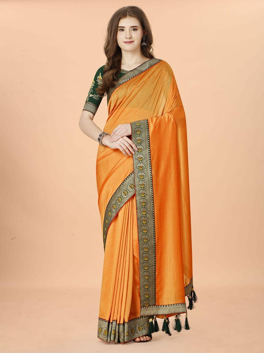 kalini mustard & green silk blend saree