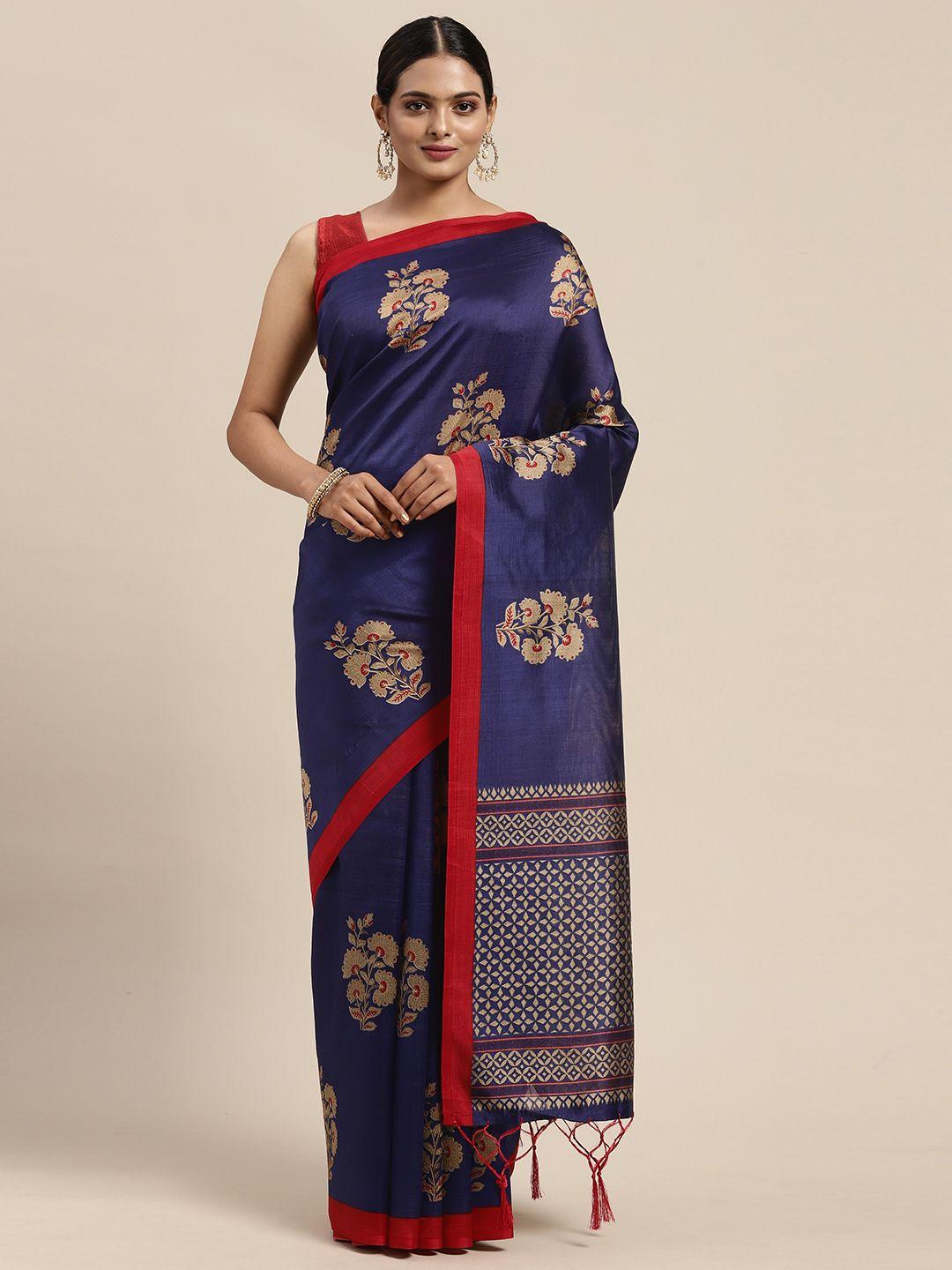 kalini navy blue warli art silk mysore silk saree