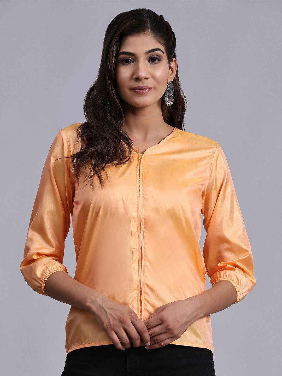 kalini orange crepe shirt style top