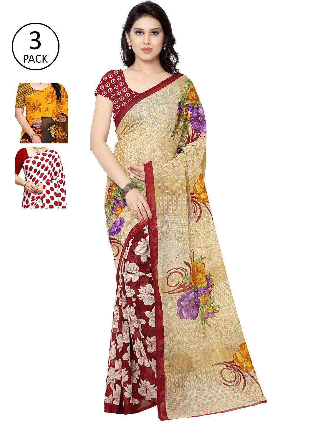 kalini pack of 3 poly georgette printed sarees