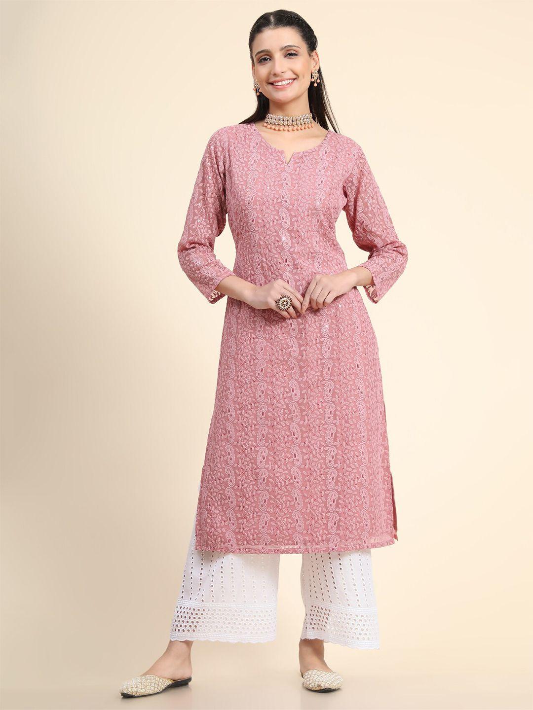 kalini paisley embroidered chikankari georgette a-line kurta