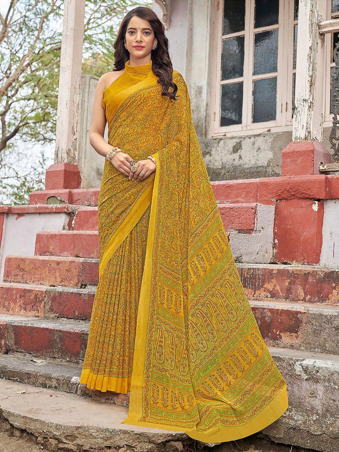 kalini paisley printed pure chiffon dabu saree