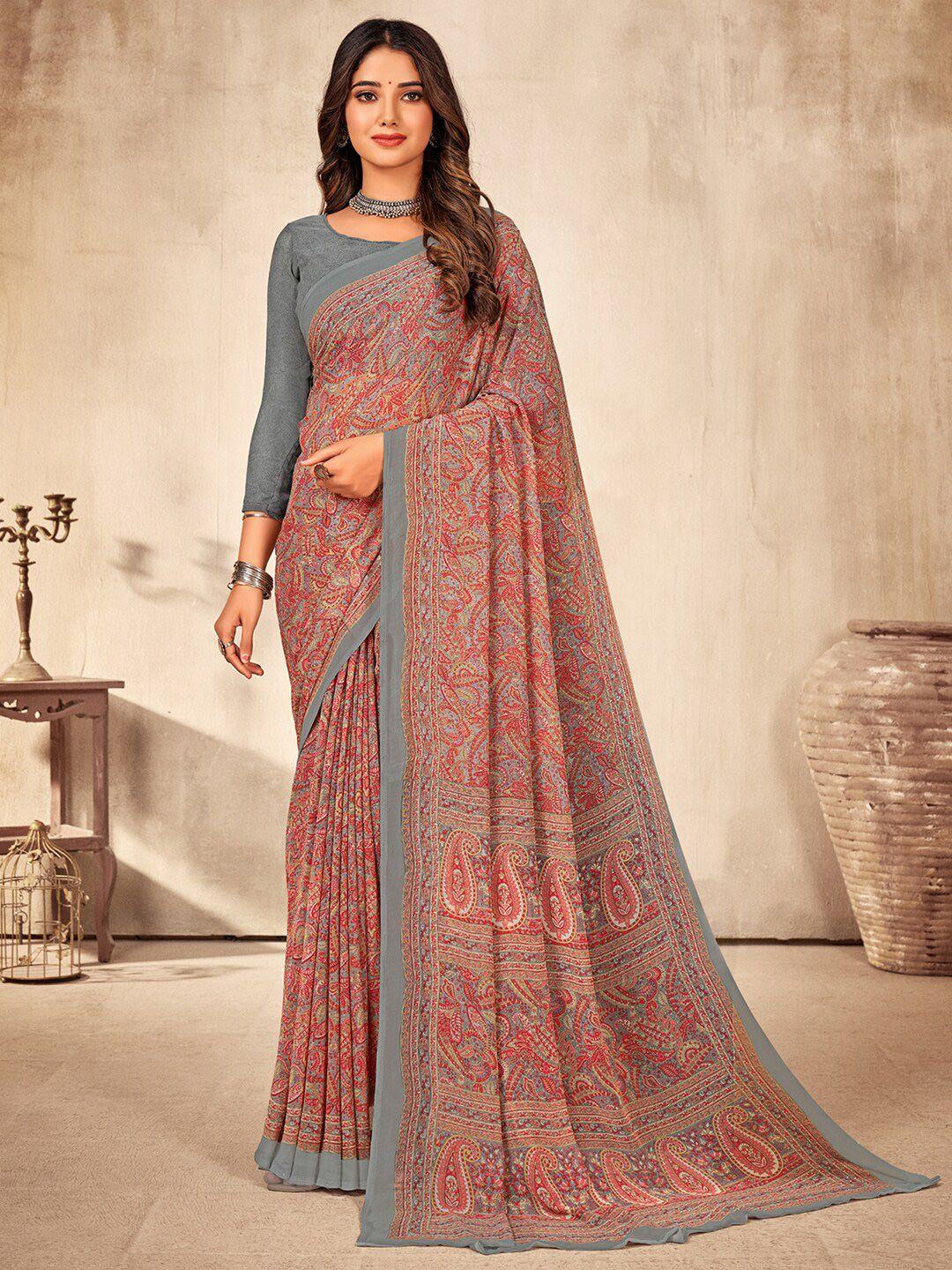 kalini paisley printed pure georgette dabu saree