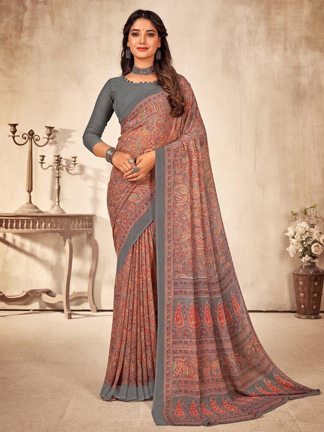 kalini paisley printed pure georgette dabu saree