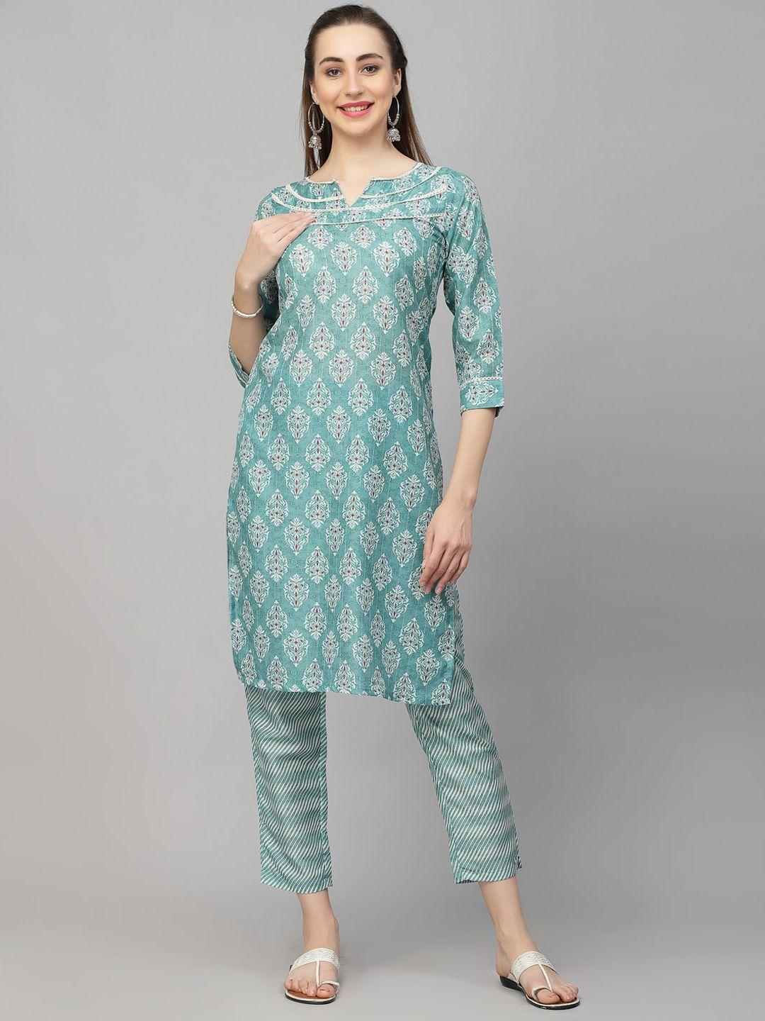 kalini paisley printed regular straight kurta with trousers