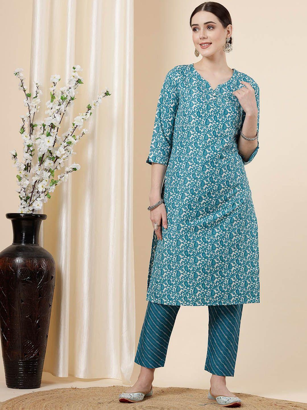 kalini paisley printed straight kurta with trouser