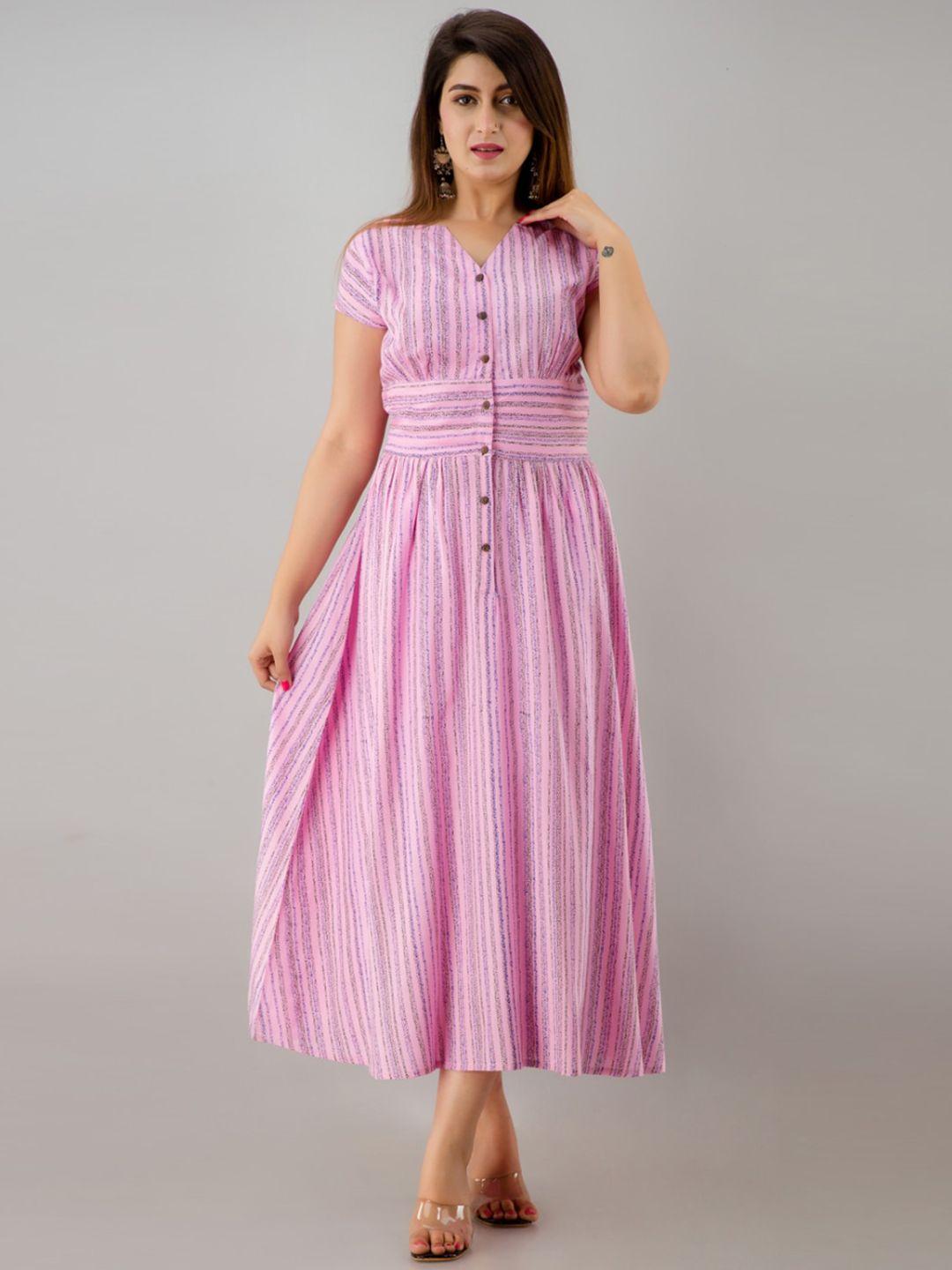 kalini pink & blue striped midi dress