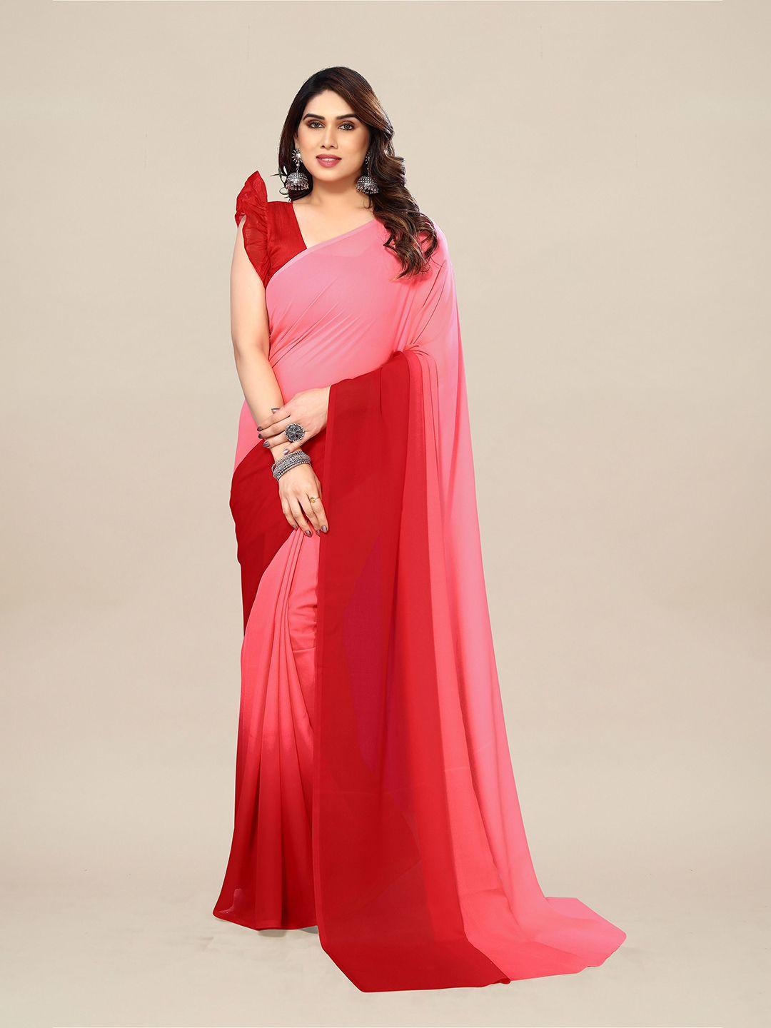 kalini pink & red ombre pure georgette saree