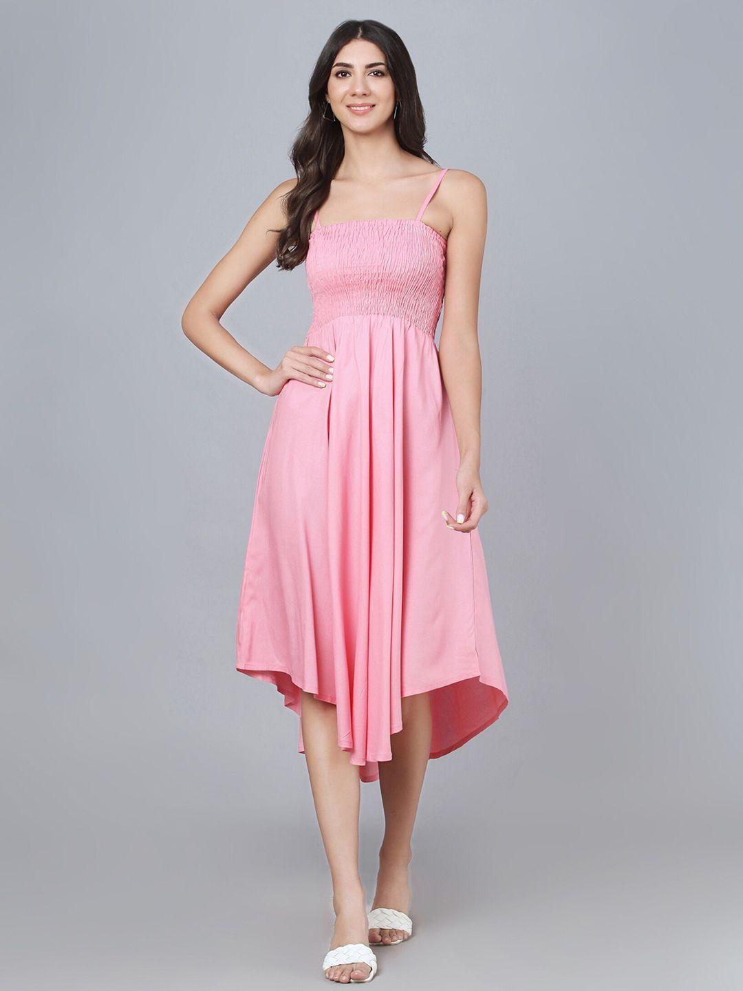 kalini pink fit & flare midi dress