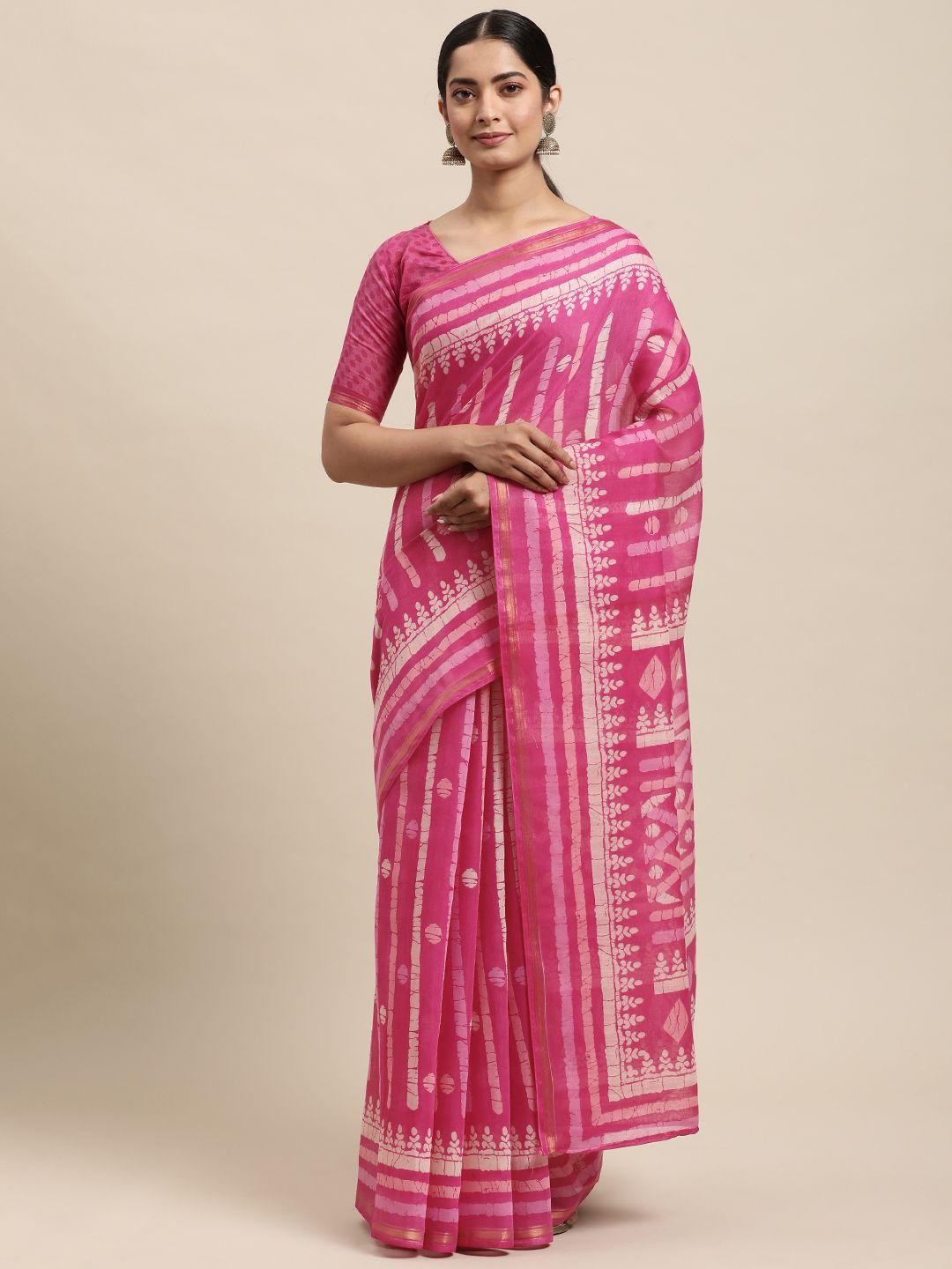 kalini pink printed saree