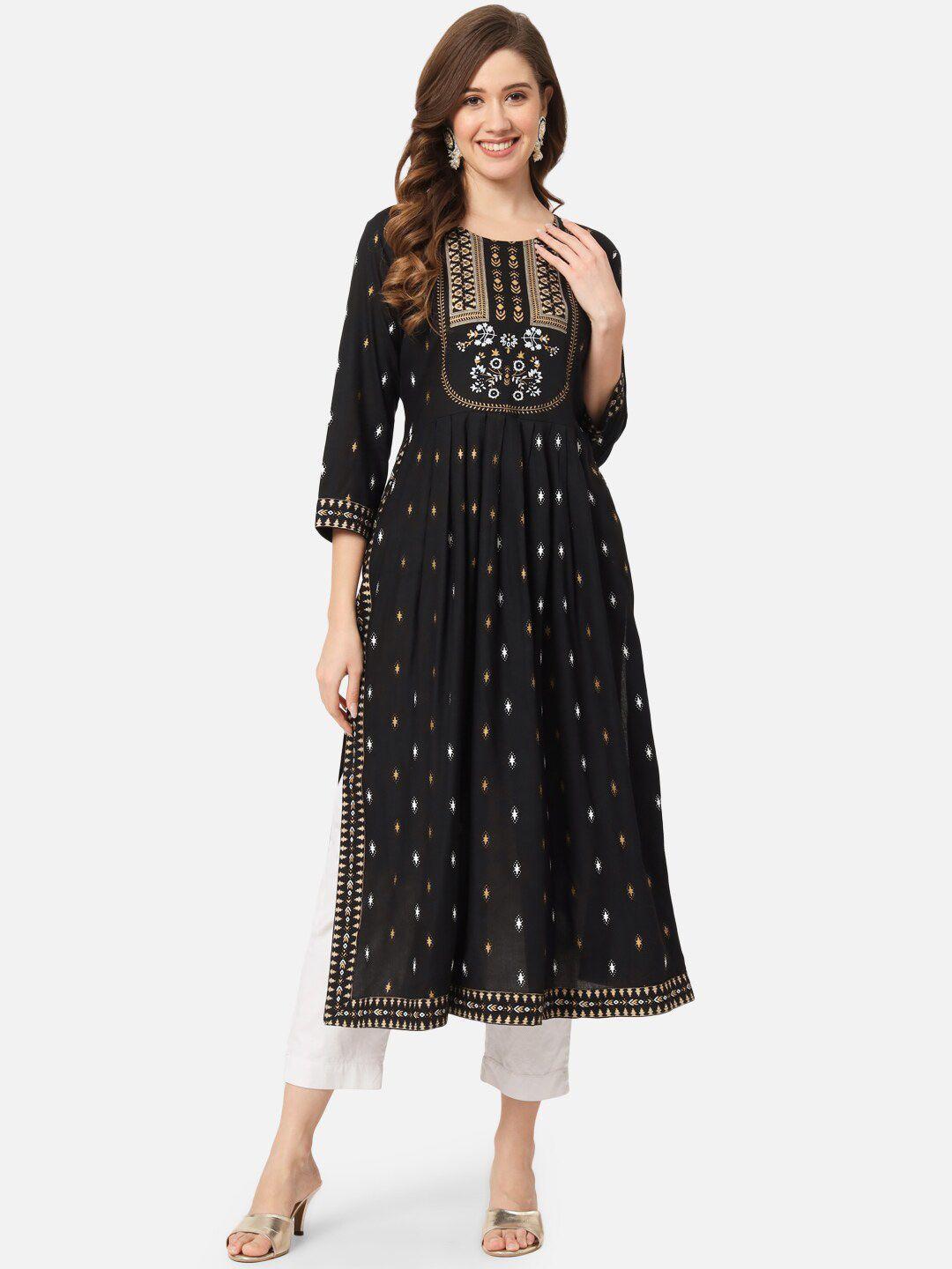 kalini pleated ethnic motifs printed a-line kurta