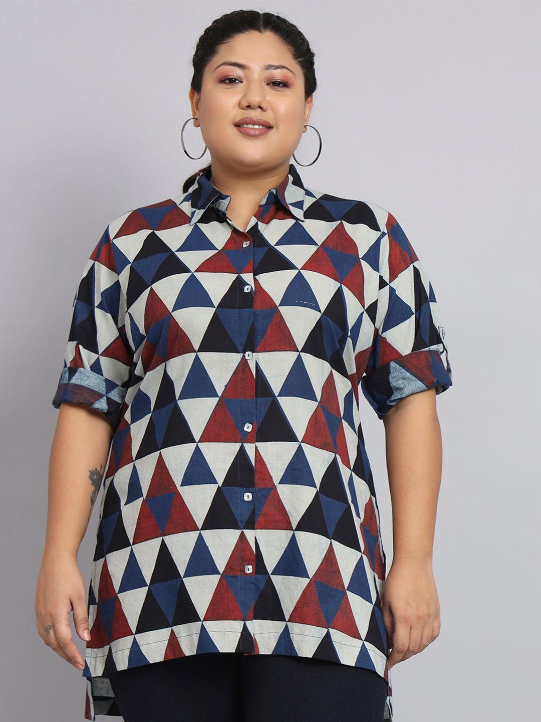 kalini plus size classic geometric printed casual shirt