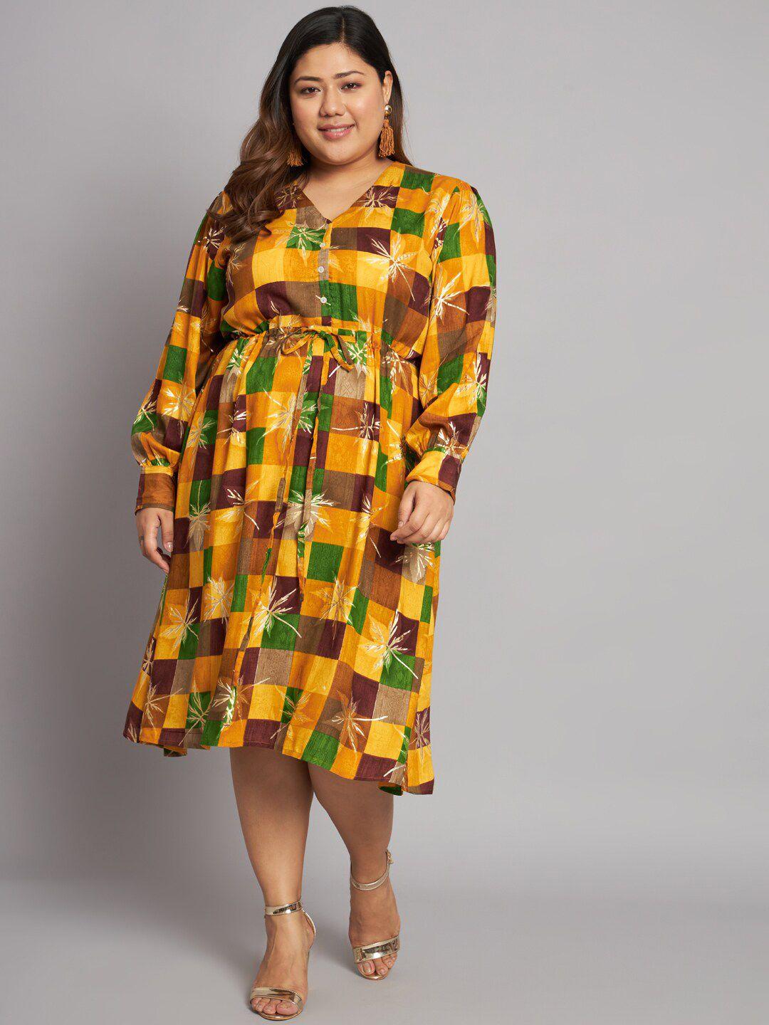 kalini plus size floral printed a-line midi dress